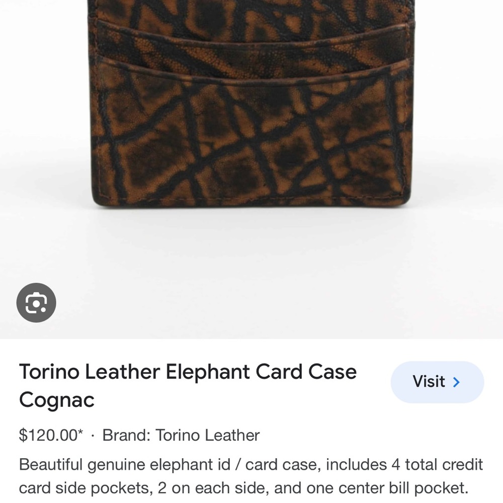 Torino Leather Elephant Card Case Cognac - Picture 3 of 5